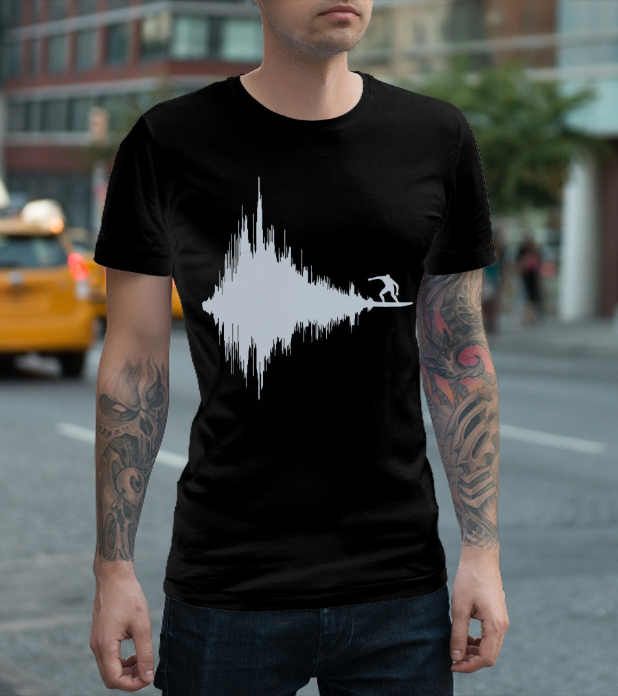 Surfer Riding Sound Wave Surfer Ocean Wave Soundwave Surfing T-Shirt