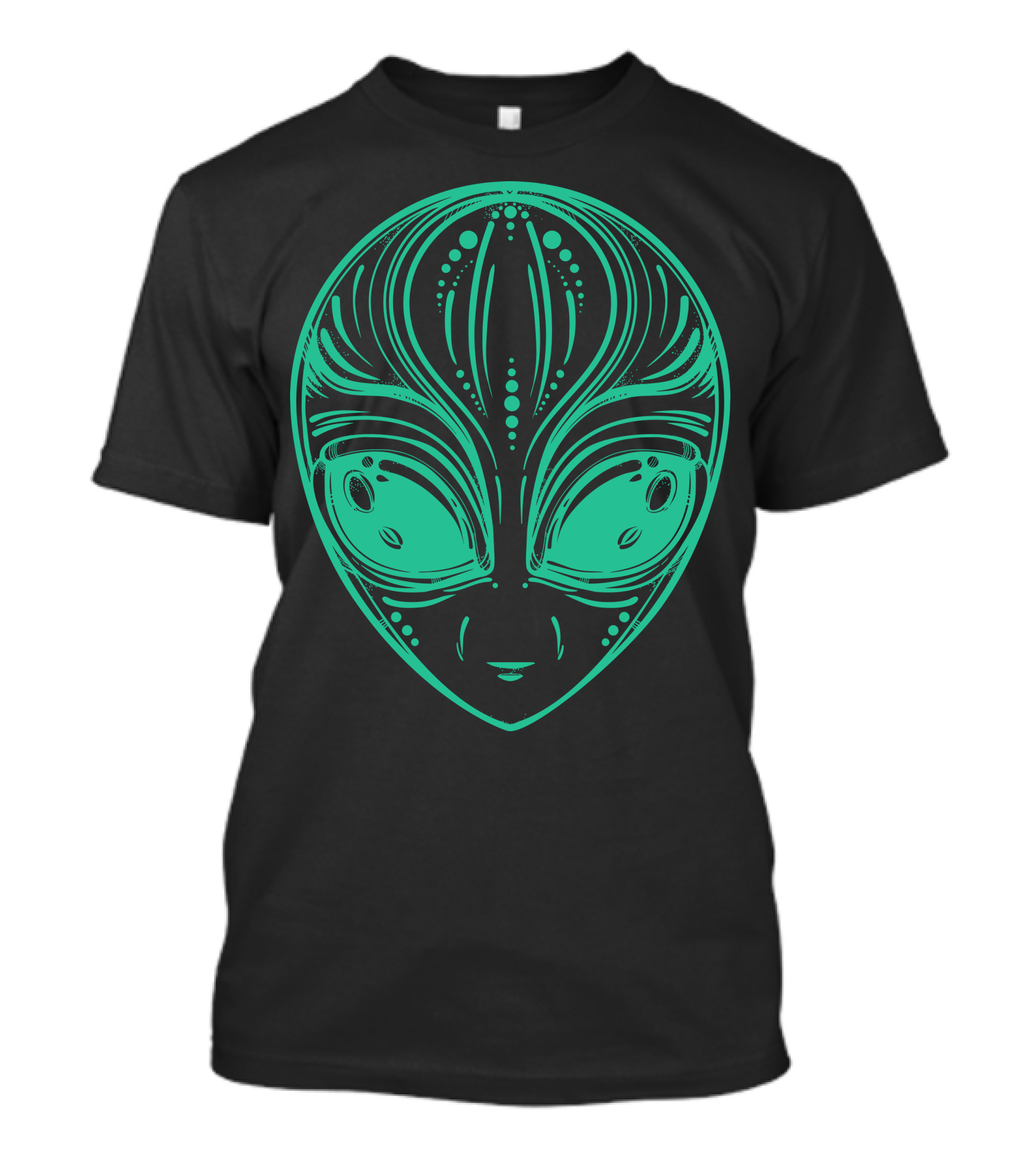 Stranger Face Alien Head Art Green Lines T-Shirt