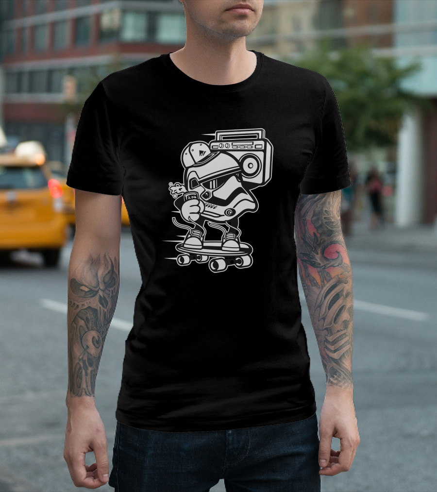 Boom Box Stormtrooper Skateboard Street Music T-Shirt