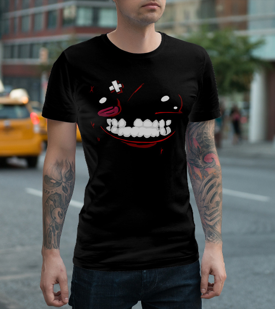 Super Meat Boy Grinning Face with Crossed Eye and Smile T-Shirt