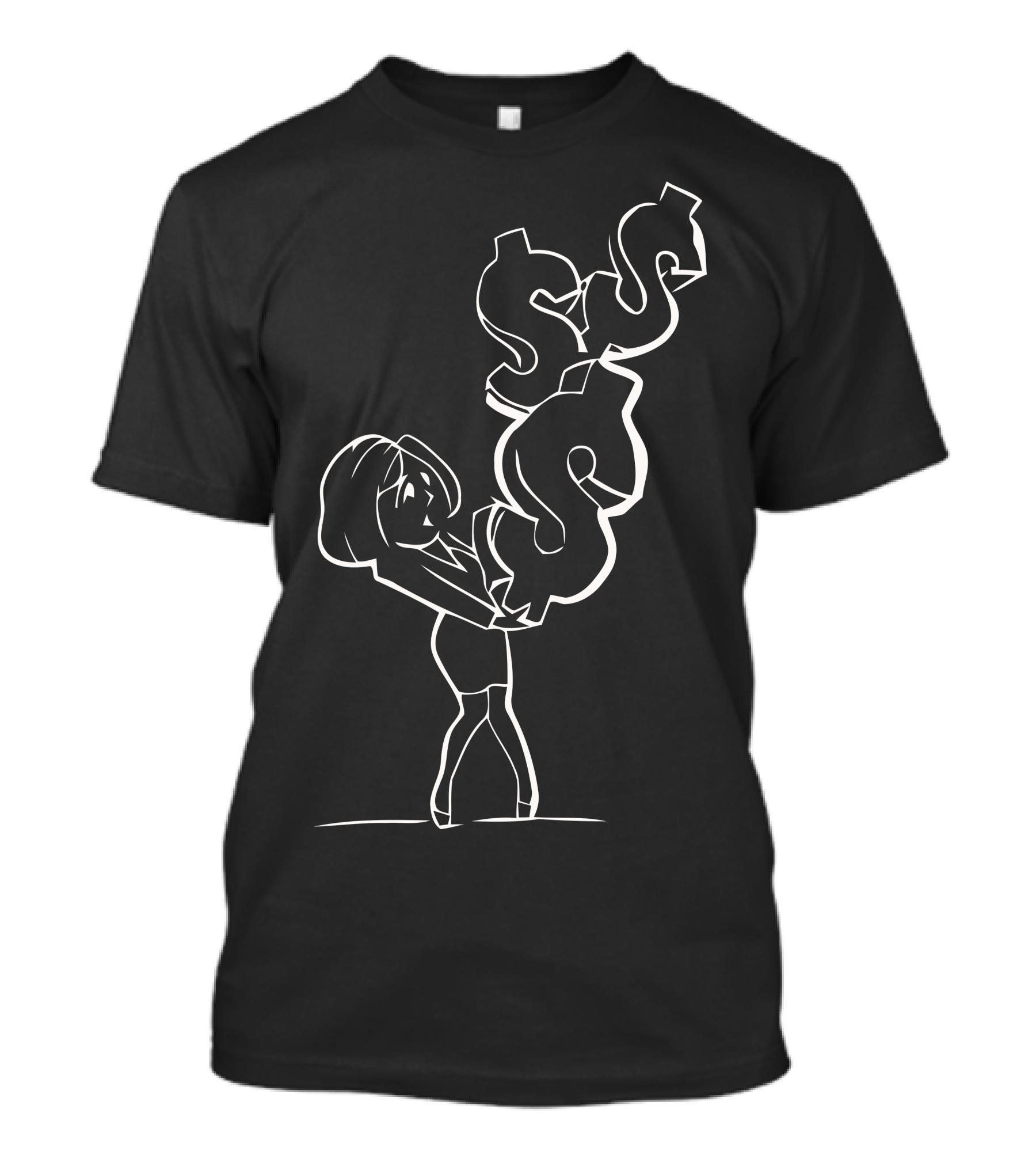 Super Rice Money Carrying Woman Dollar Signs T-Shirt