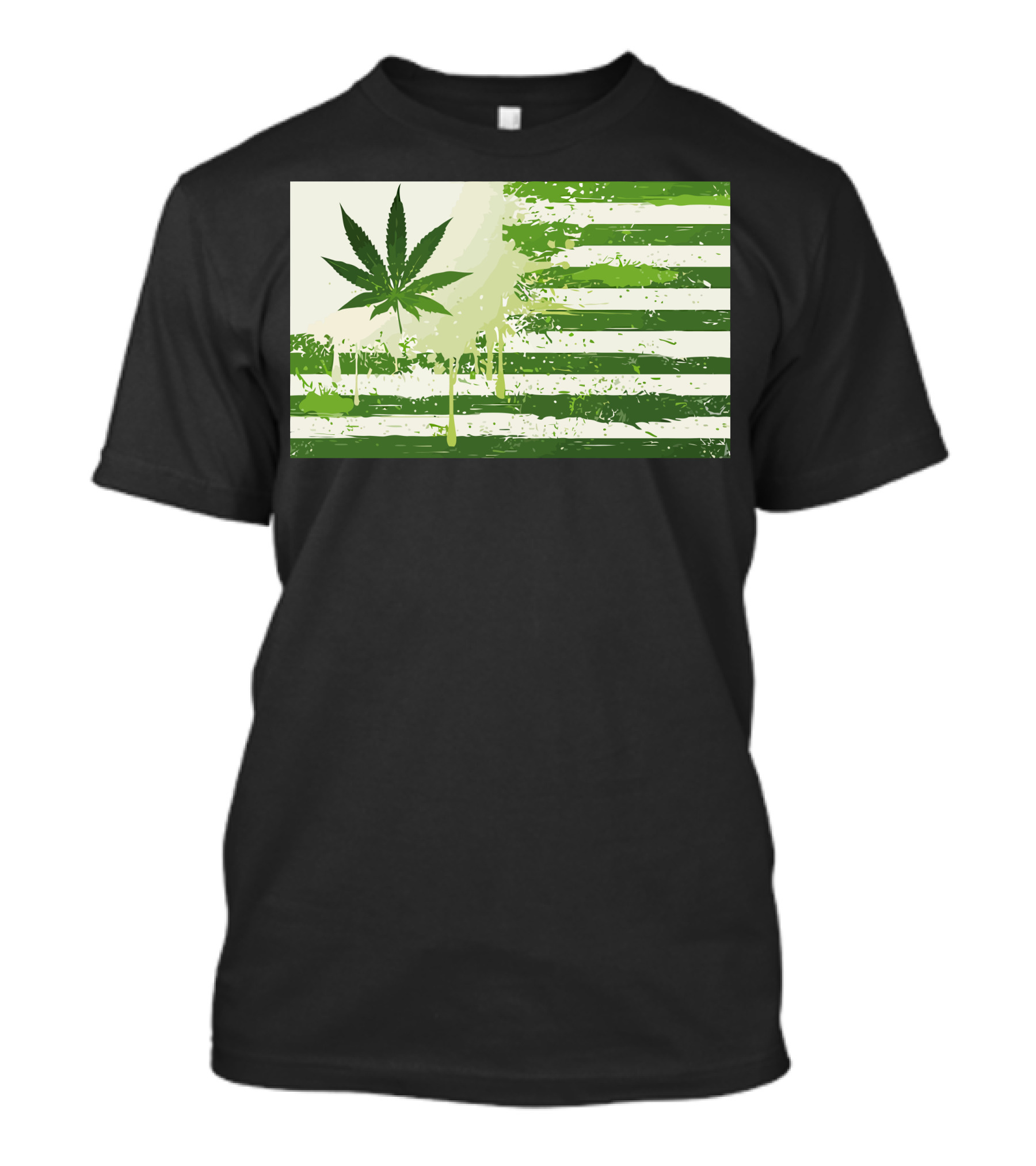 Weed Nation Cannabis Leaf American Flag Stripes T-Shirt