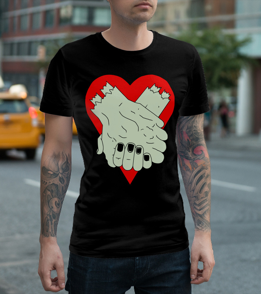 Zombie Couple Holding Hands in Heart Shape T-Shirt