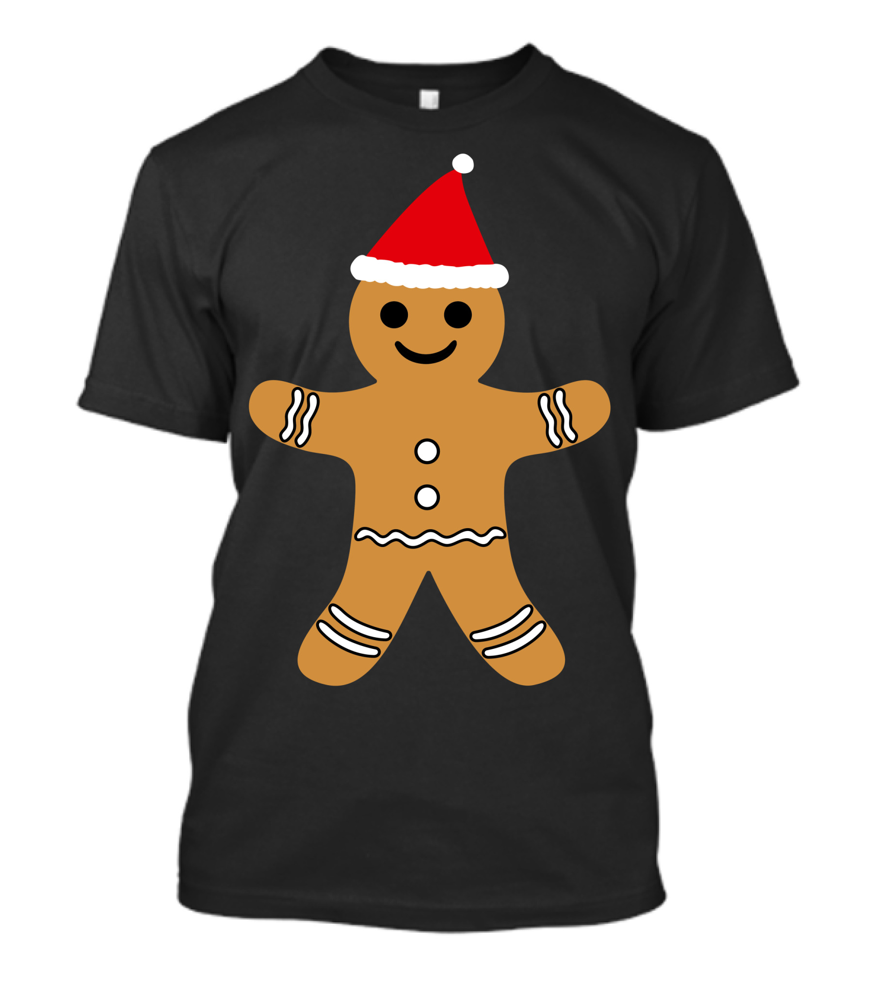 Christmas Gingerbread Man With Festive Santa Hat T-Shirt