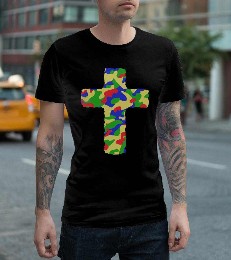 Croce Militare Colorata Camo Pattern Multicolor Cross T-Shirt