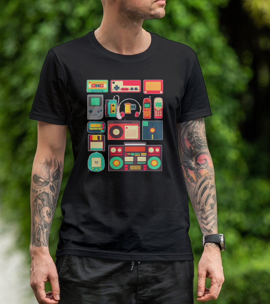 Retro Gadget Nostalgia: Vintage Electronics And Gaming Icons T-Shirt