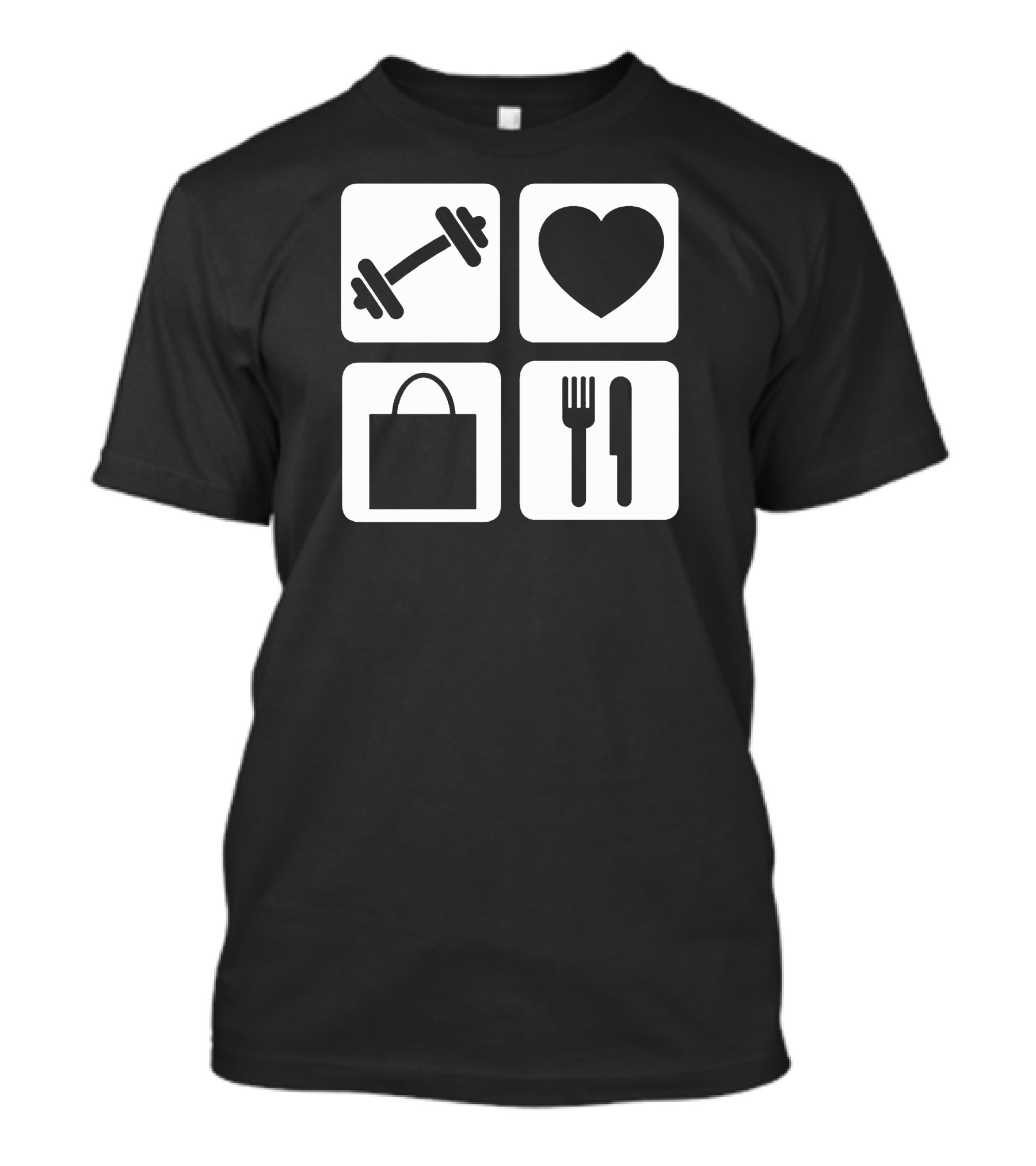 Gym Love Shop Eat Fitness Motivation Icons T-Shirt