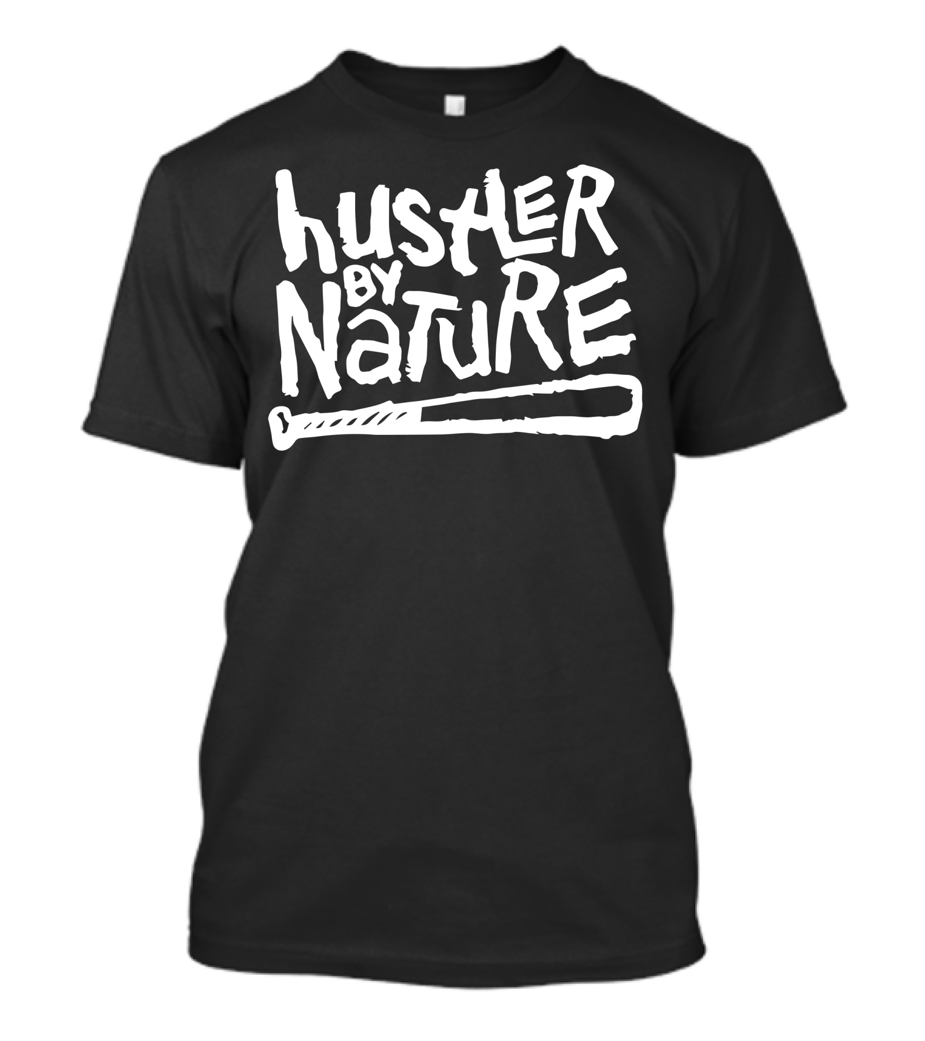 Hustler By Nature Naughty Hip Hop Baseball Bat Text T-Shirt