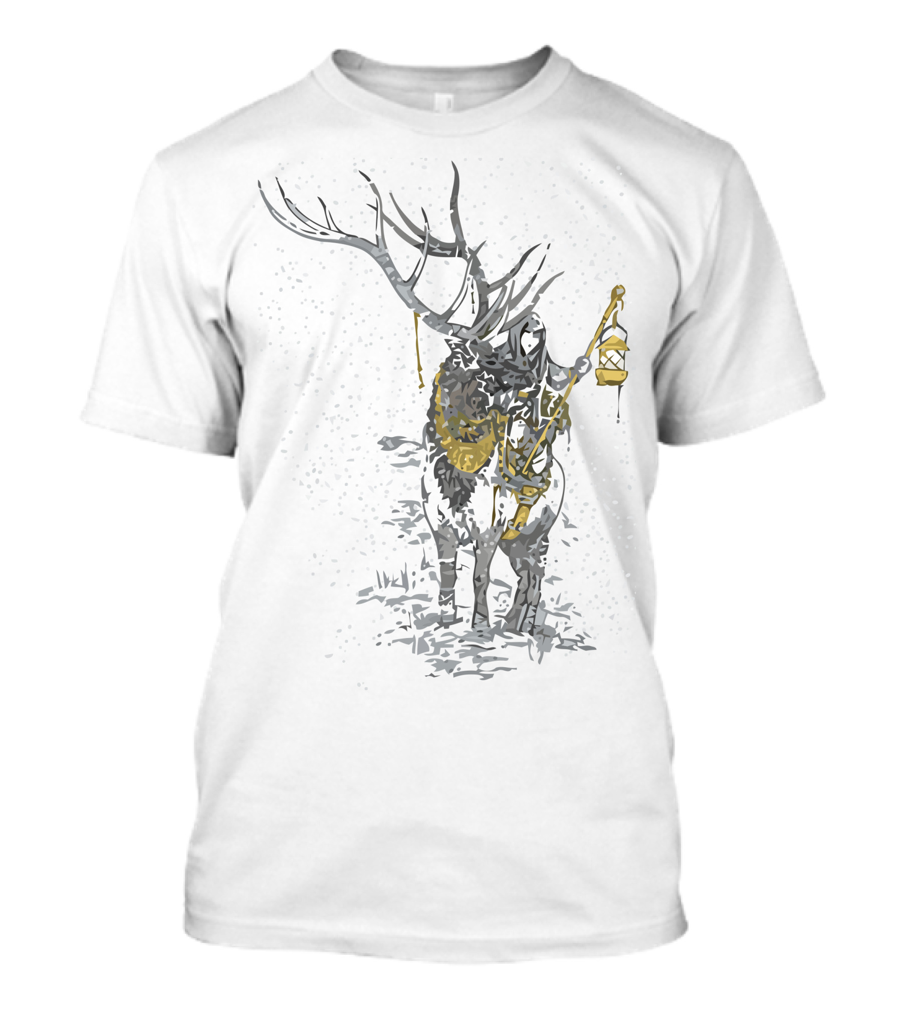 Khione Deer With Lantern In Snowfall T-Shirt