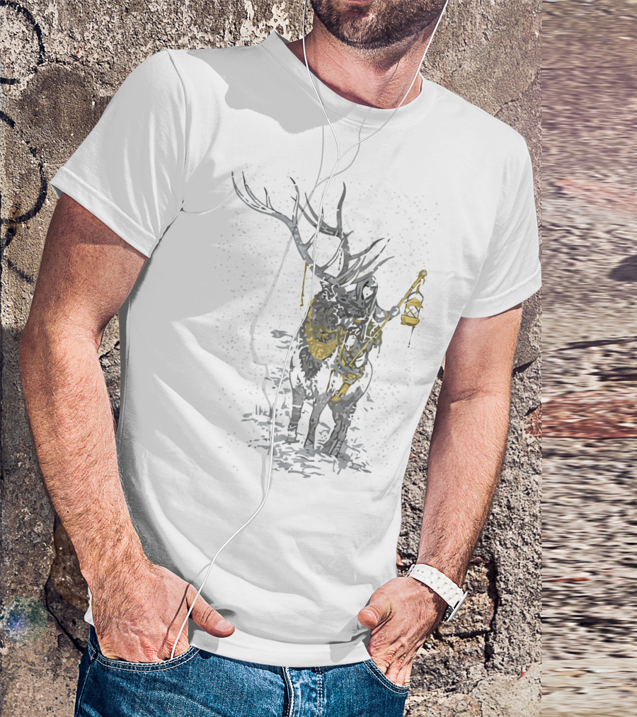 Khione Deer With Lantern In Snowfall T-Shirt