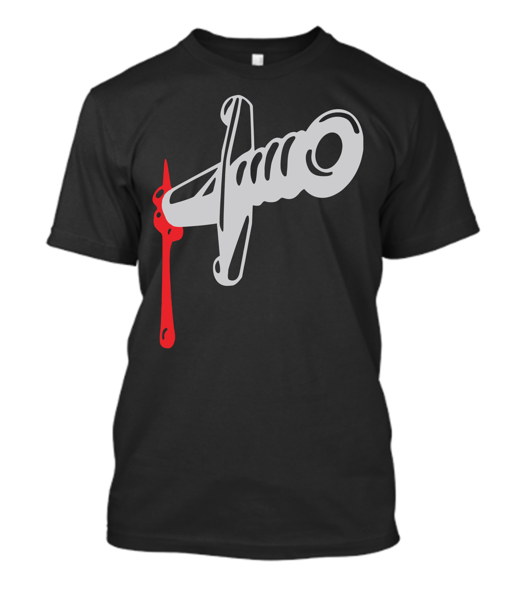 Knife Blood Typographic Drip Bleed T-Shirt