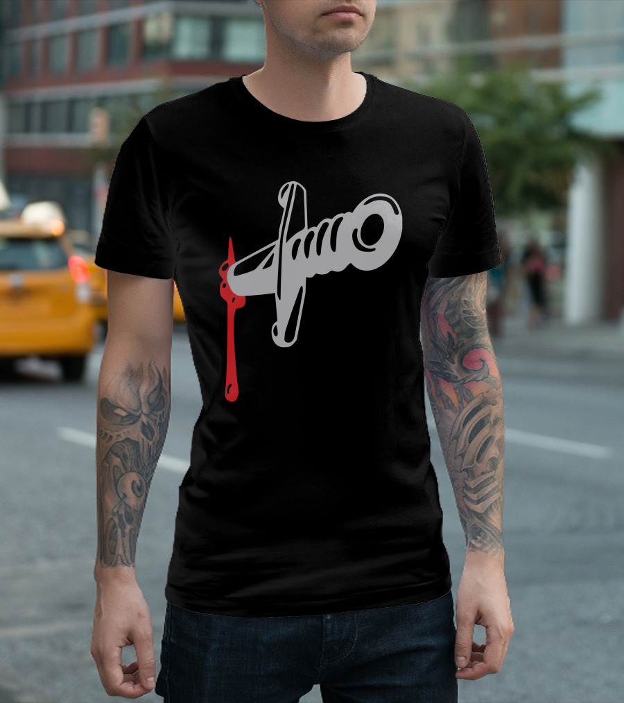 Knife Blood Typographic Drip Bleed T-Shirt