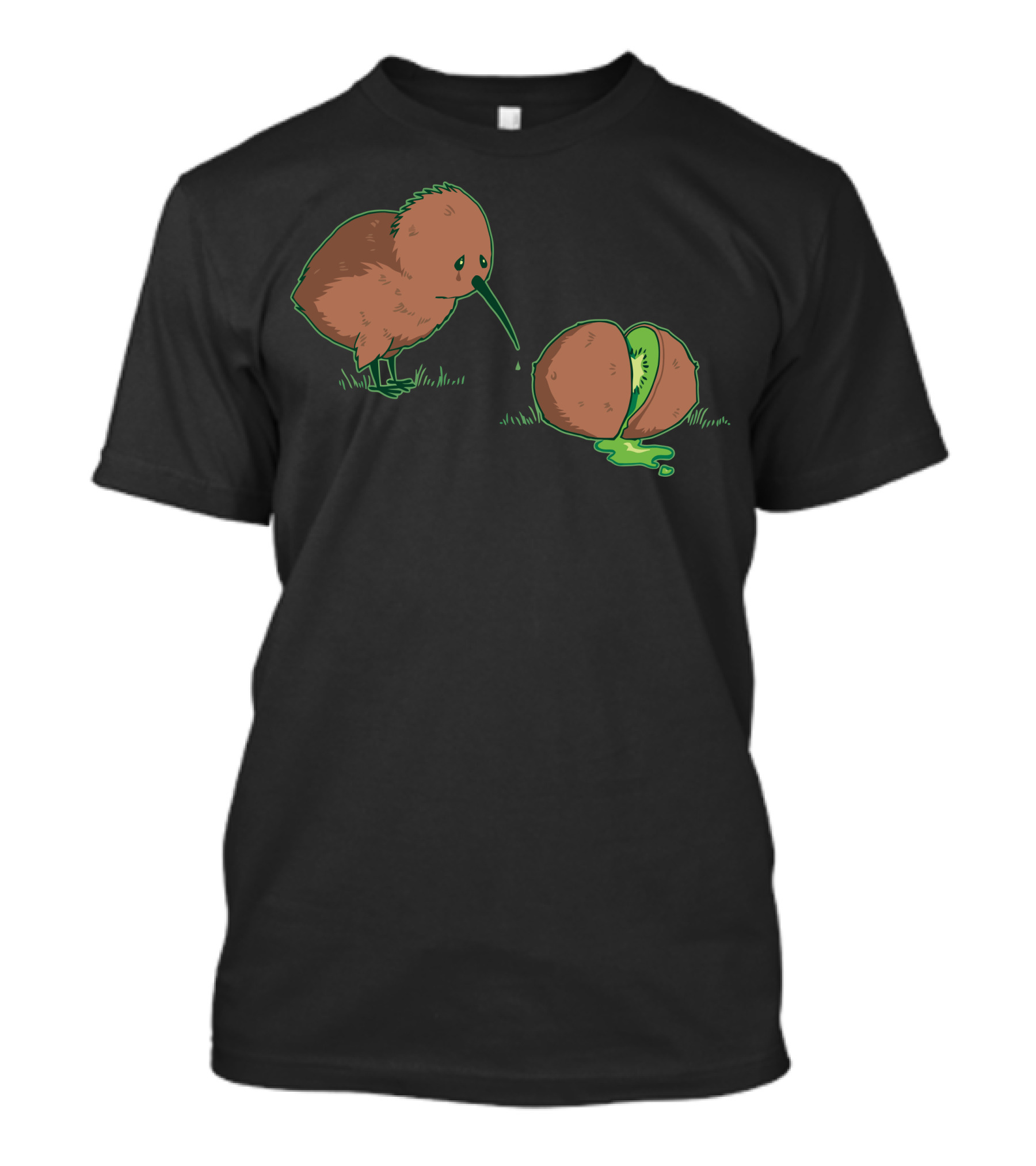 Lament Of The Kiwi Bird Beside A Sliced Fruit T-Shirt