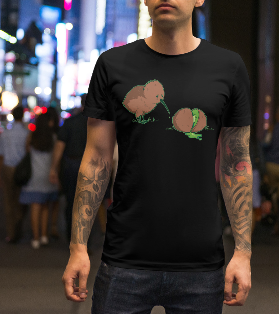 Lament Of The Kiwi Bird Beside A Sliced Fruit T-Shirt