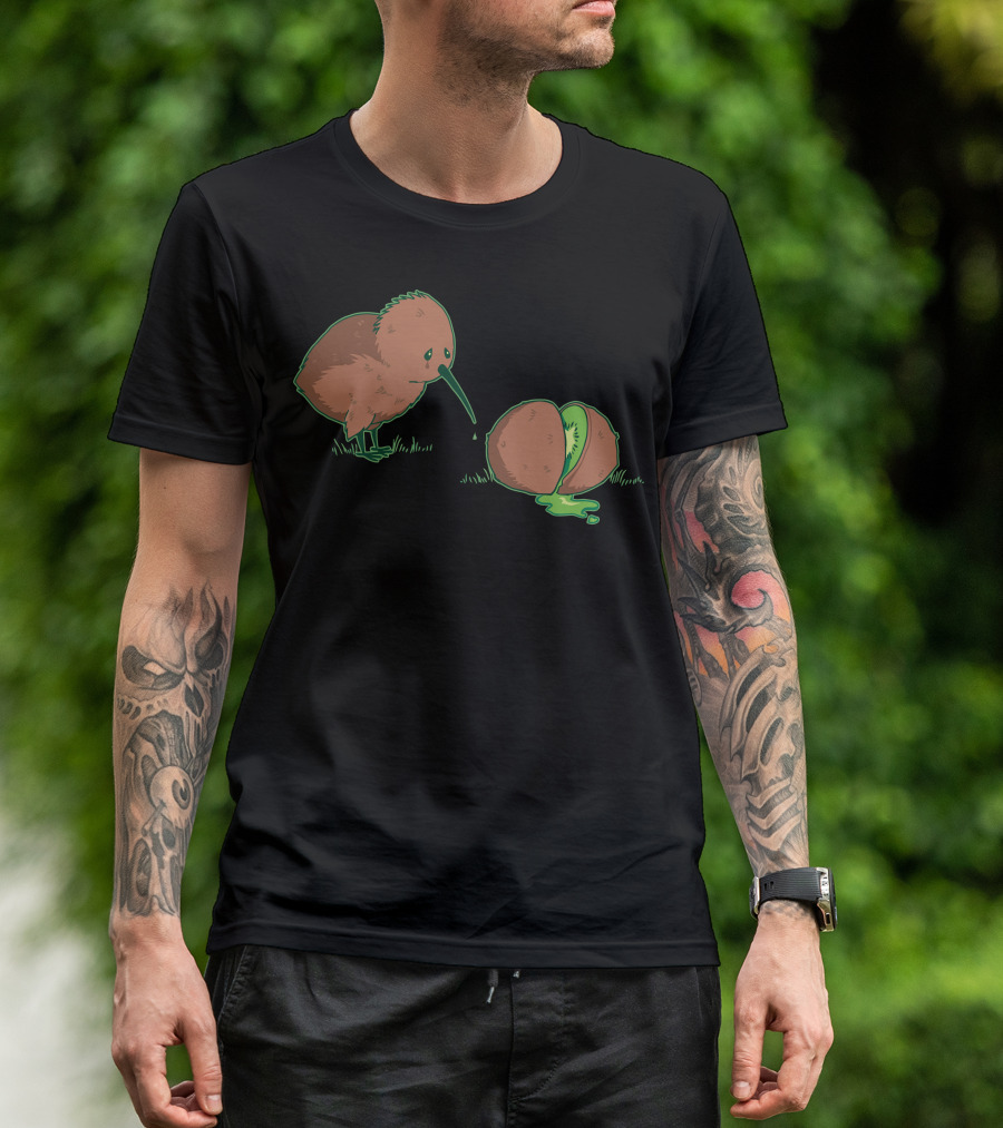 Lament Of The Kiwi Bird Beside A Sliced Fruit T-Shirt
