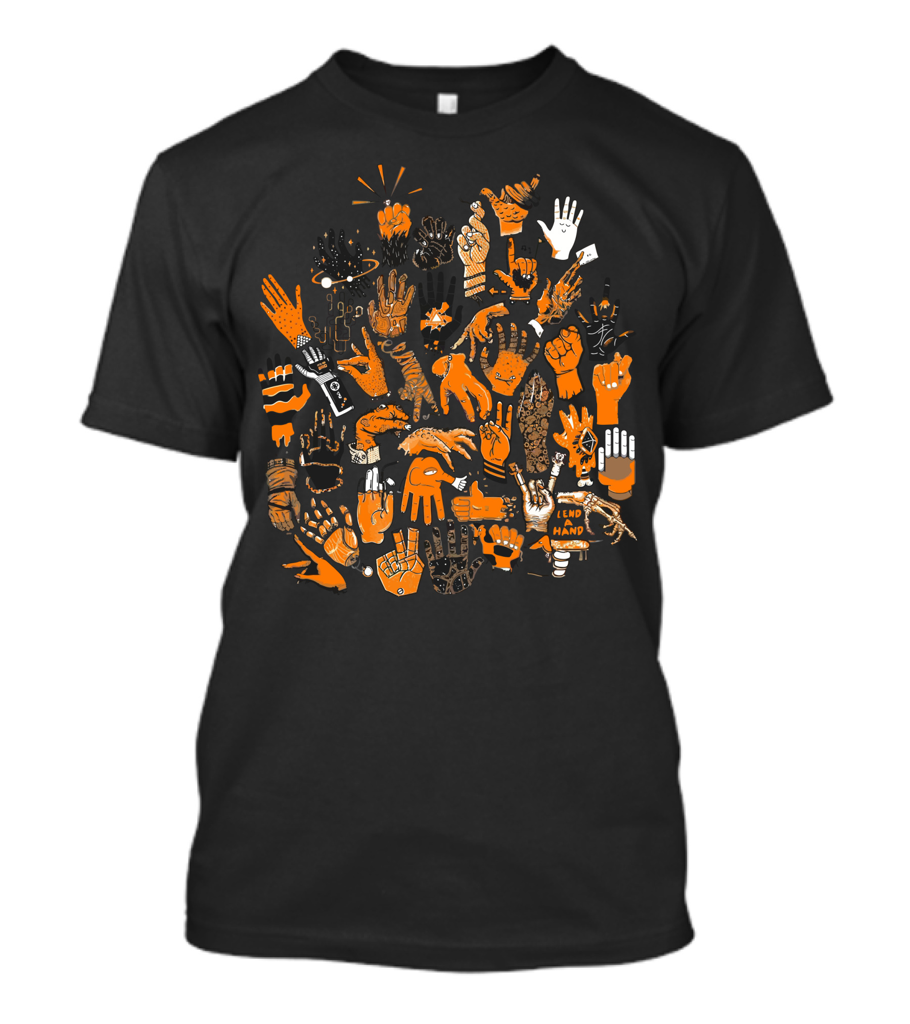 Lend A Hand Diverse Patterns And Gestures Hand T-Shirt