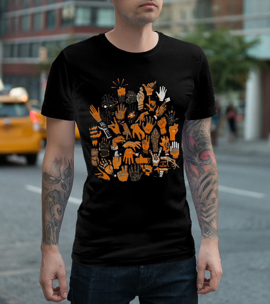 Lend A Hand Diverse Patterns And Gestures Hand T-Shirt