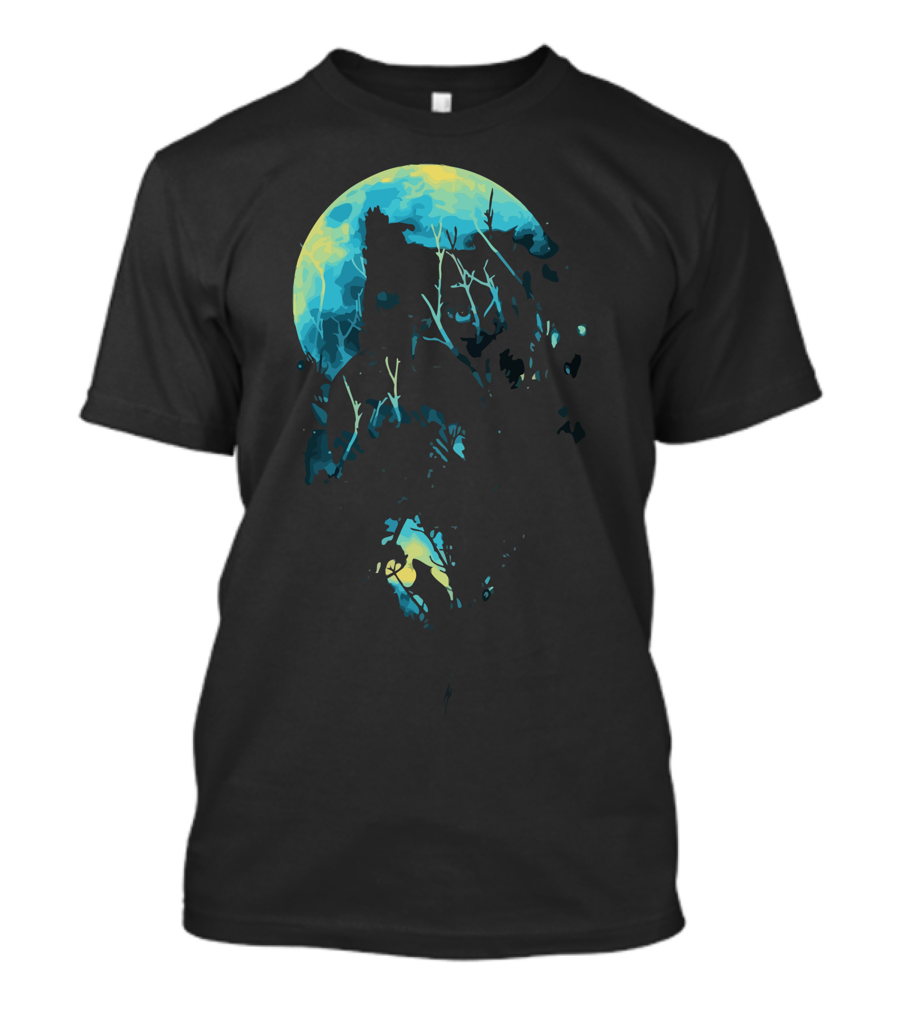 Lurking Moonlit Forest Silhouette With Mysterious Ruins T-Shirt