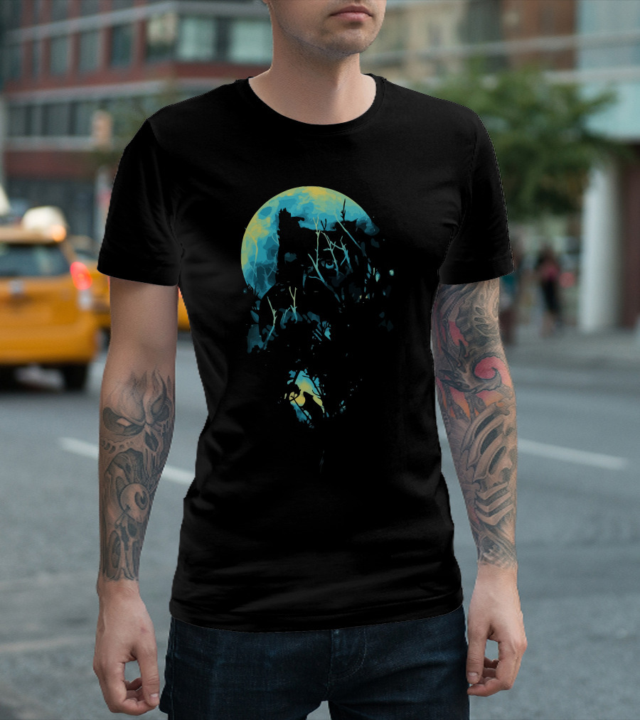 Lurking Moonlit Forest Silhouette With Mysterious Ruins T-Shirt