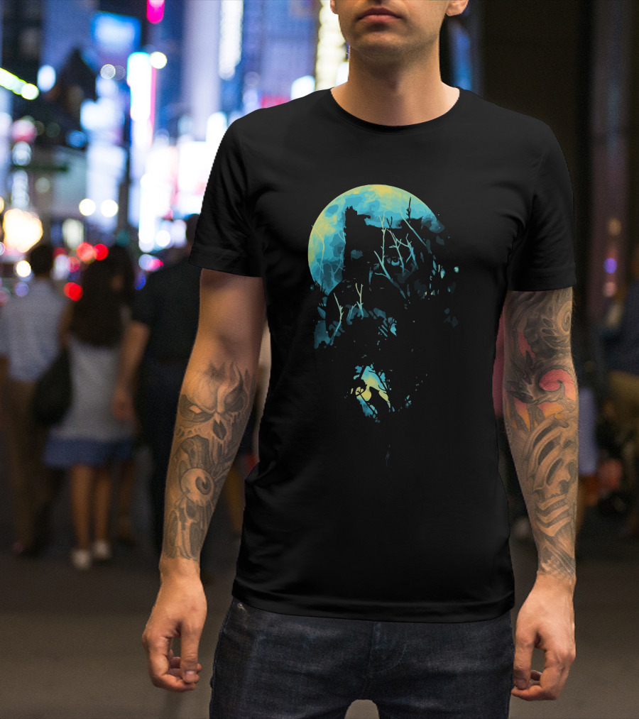 Lurking Moonlit Forest Silhouette With Mysterious Ruins T-Shirt