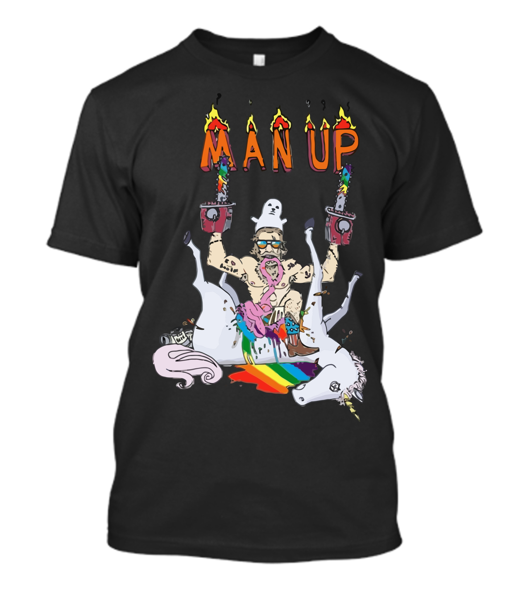 MAN UP Psychedelic Unicorn Rides T-Shirt