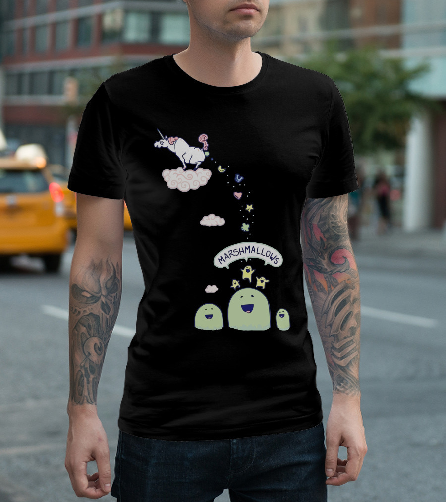 Marshmallow Unicorn Cloud Fantasy with Stars and Happy Characters T-Shirt