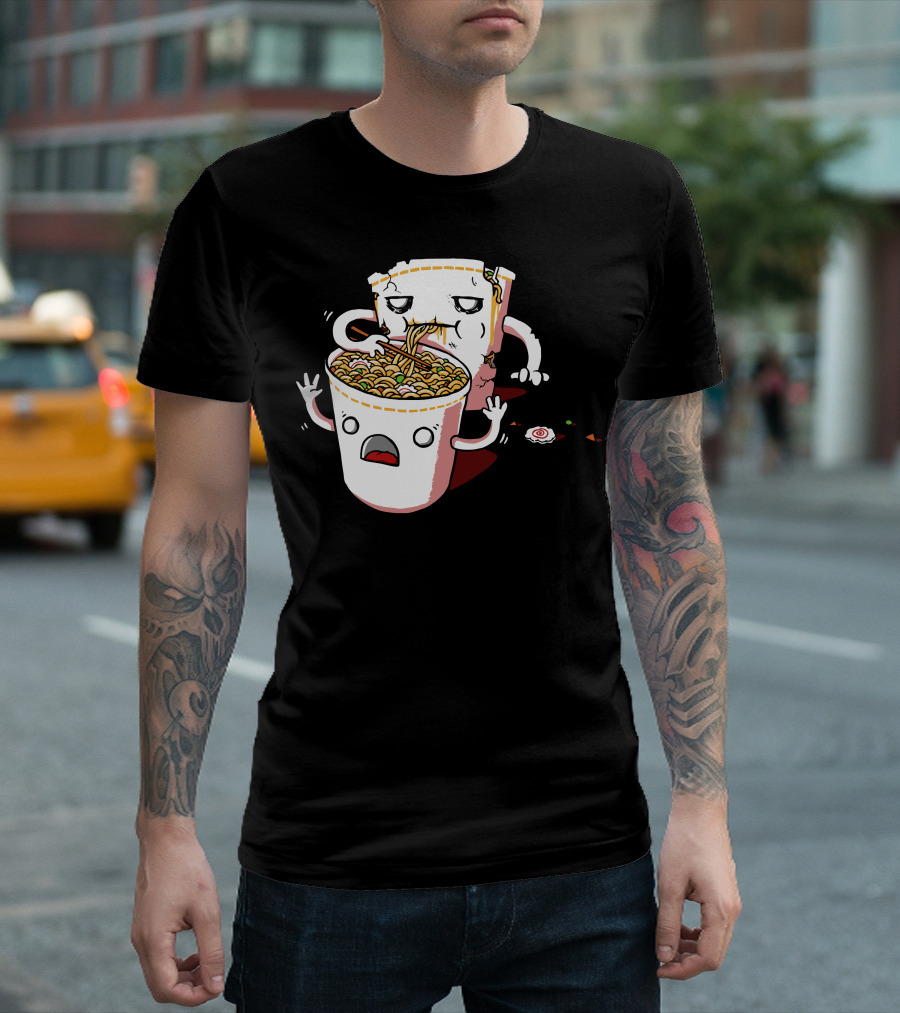 Noooodles Eating Cup Noodles Comic Character T-Shirt
