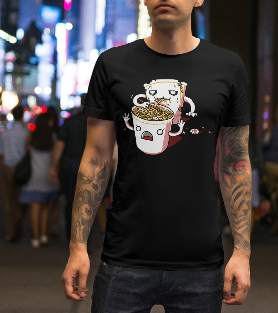 Noooodles Eating Cup Noodles Comic Character T-Shirt