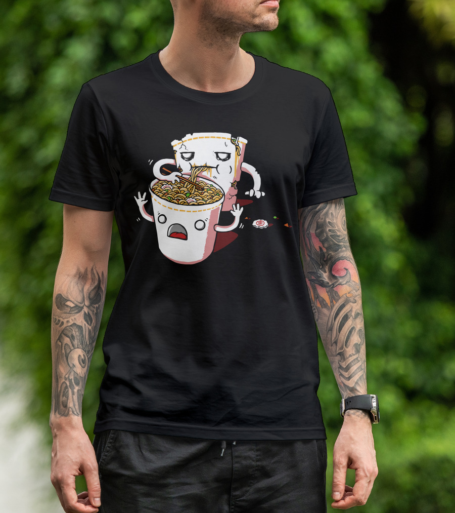 Noooodles Eating Cup Noodles Comic Character T-Shirt