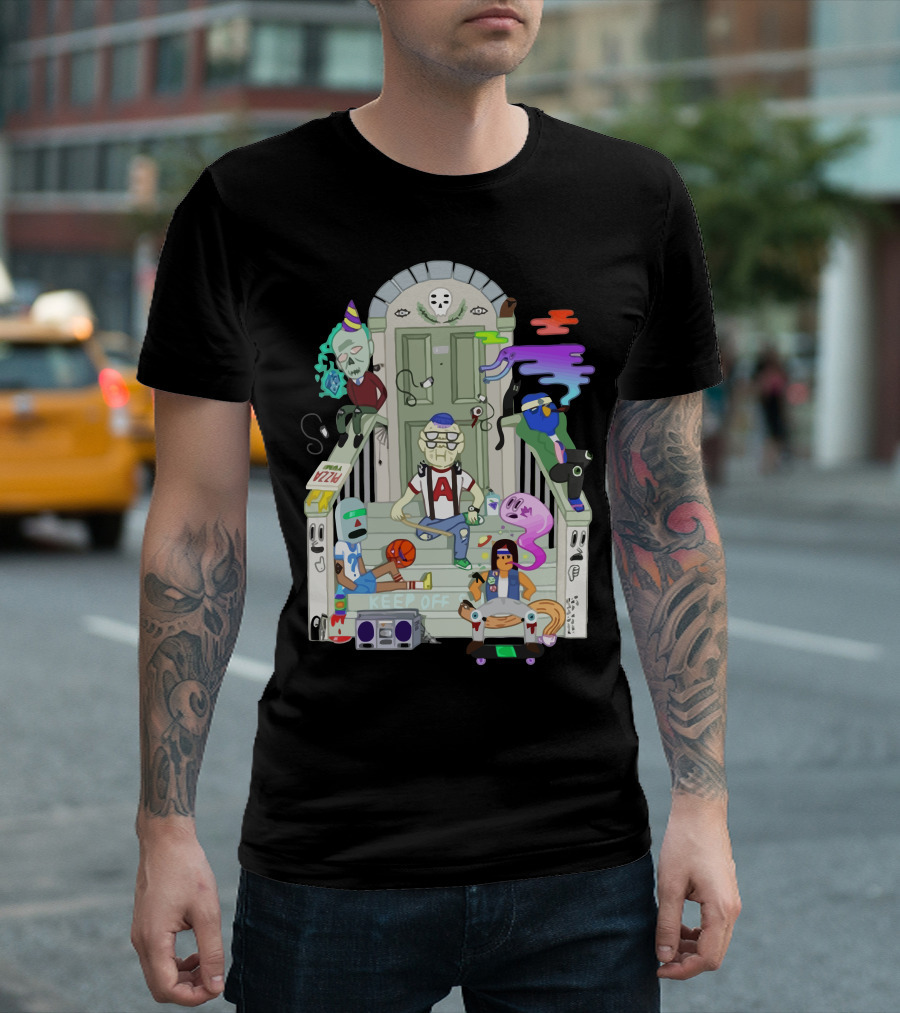 Ode To Doing Nothing Pizza Boombox Basketball Keep Off Steps T-Shirt