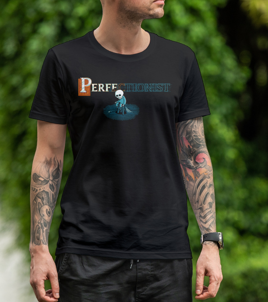 Perfectionist Skull With Paintbrush And Stool T-Shirt