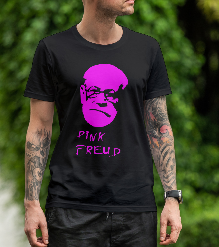 Pink Freud Sigmund Freud Face In Bright Pink T-Shirt