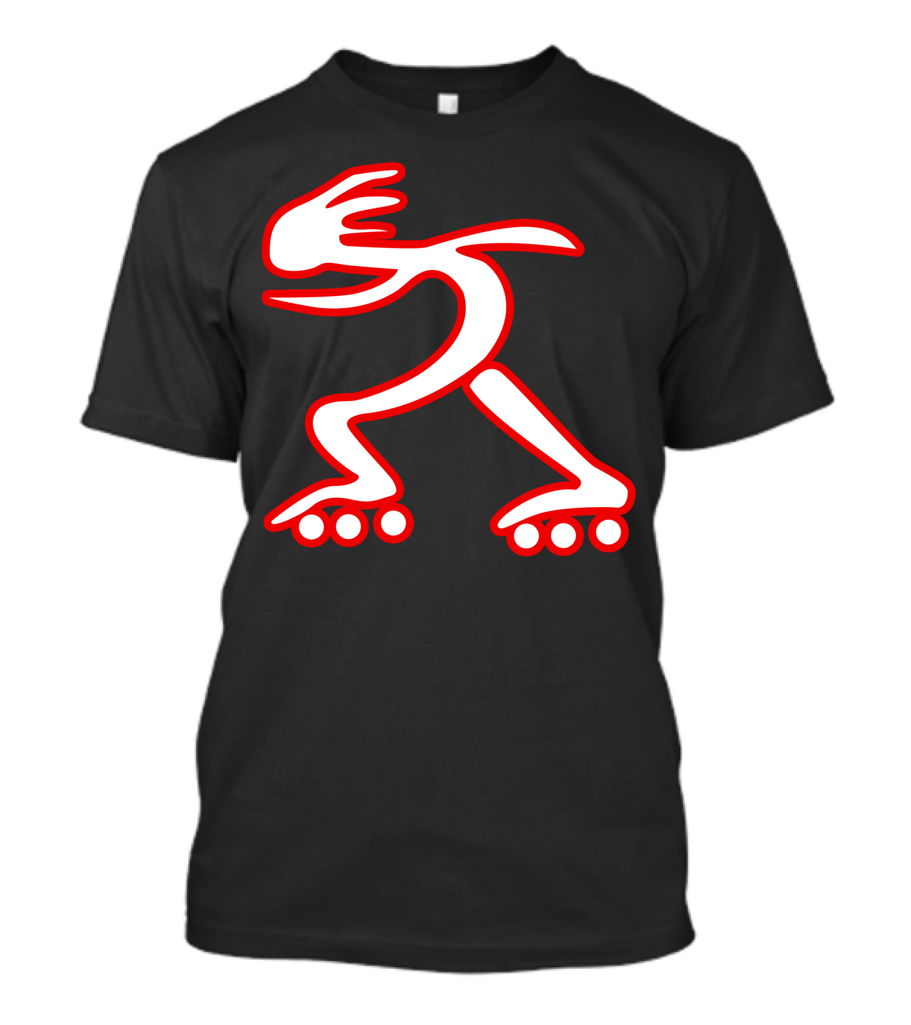 Skater Rollerblade Minimalist Red Outline T-Shirt