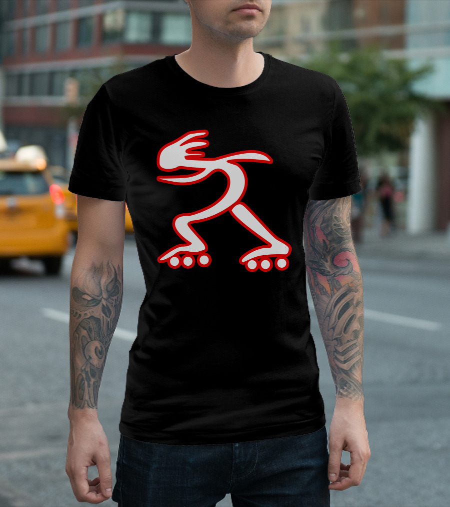 Skater Rollerblade Minimalist Red Outline T-Shirt