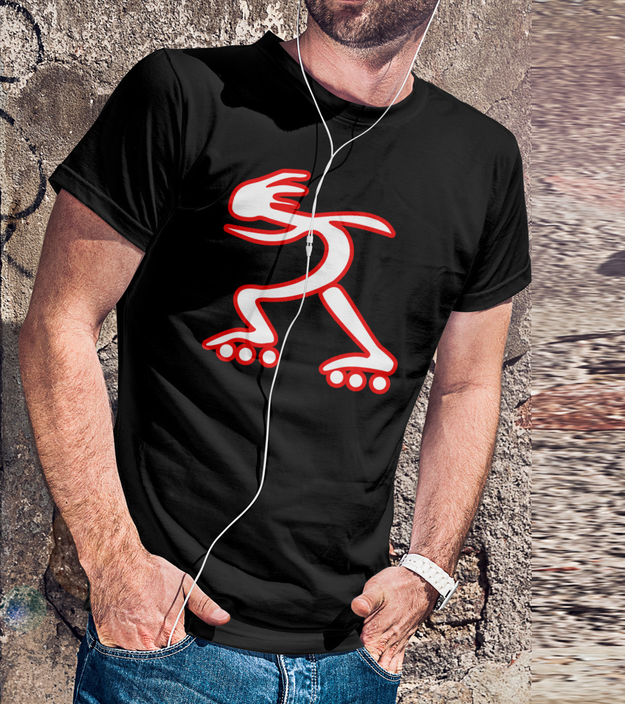 Skater Rollerblade Minimalist Red Outline T-Shirt