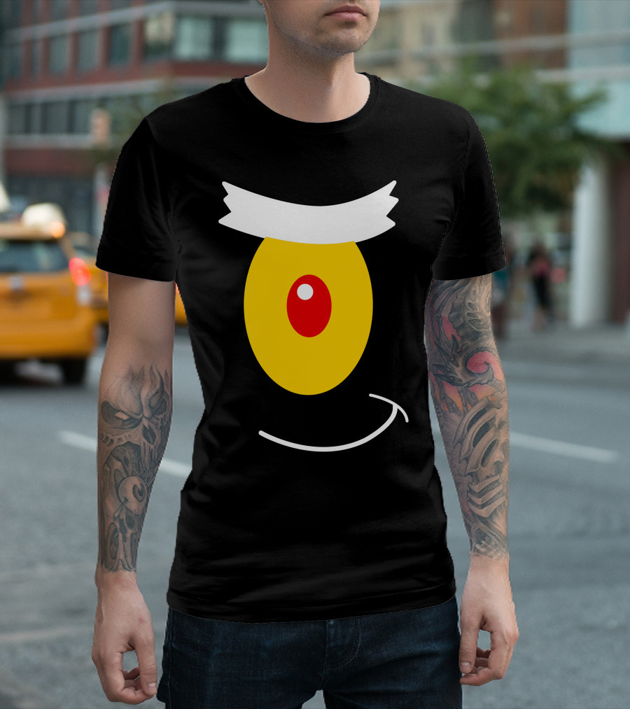 Spongebob Plankton's Eye Icon with White Eyebrow and Spiral Smile Face T-Shirt