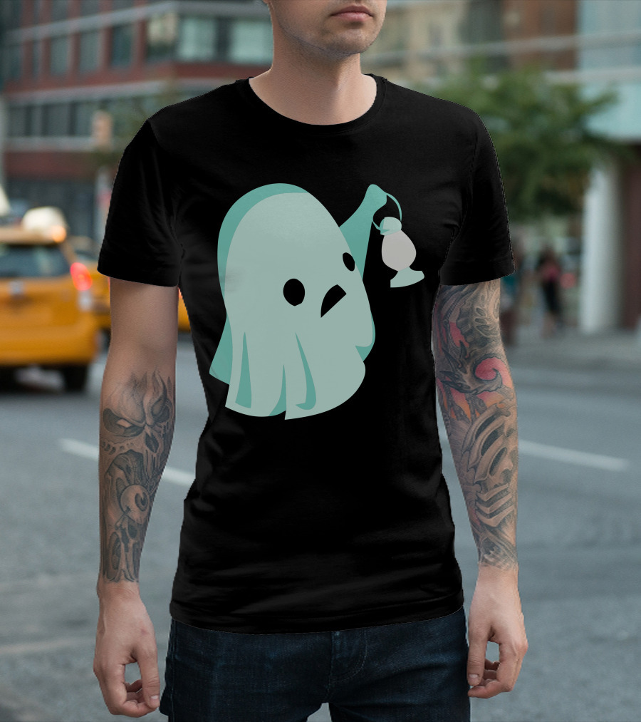 Spooked Ghost Holding Lantern T-Shirt