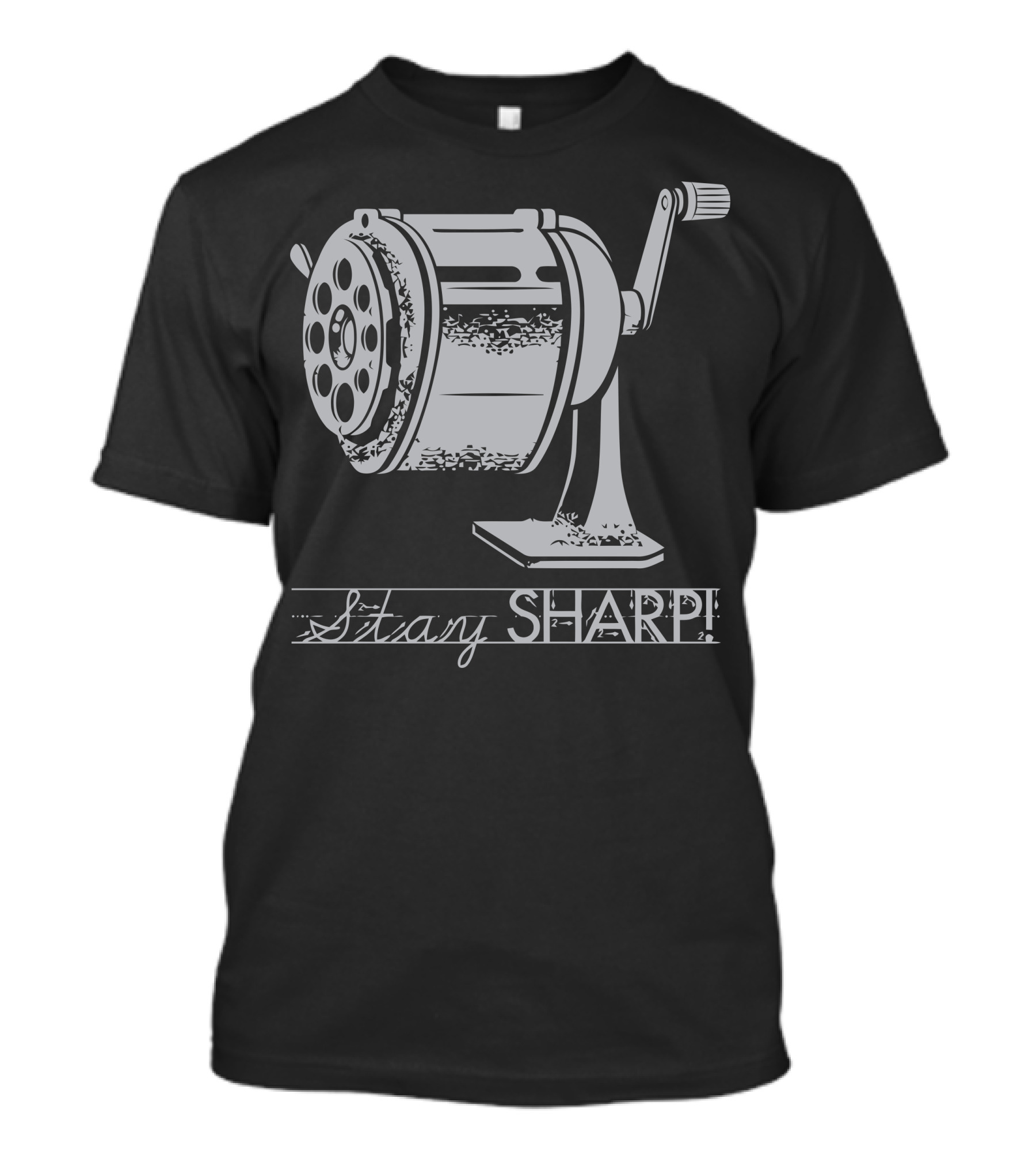 Stay Sharp Pencil Sharpener Retro Typography T-Shirt