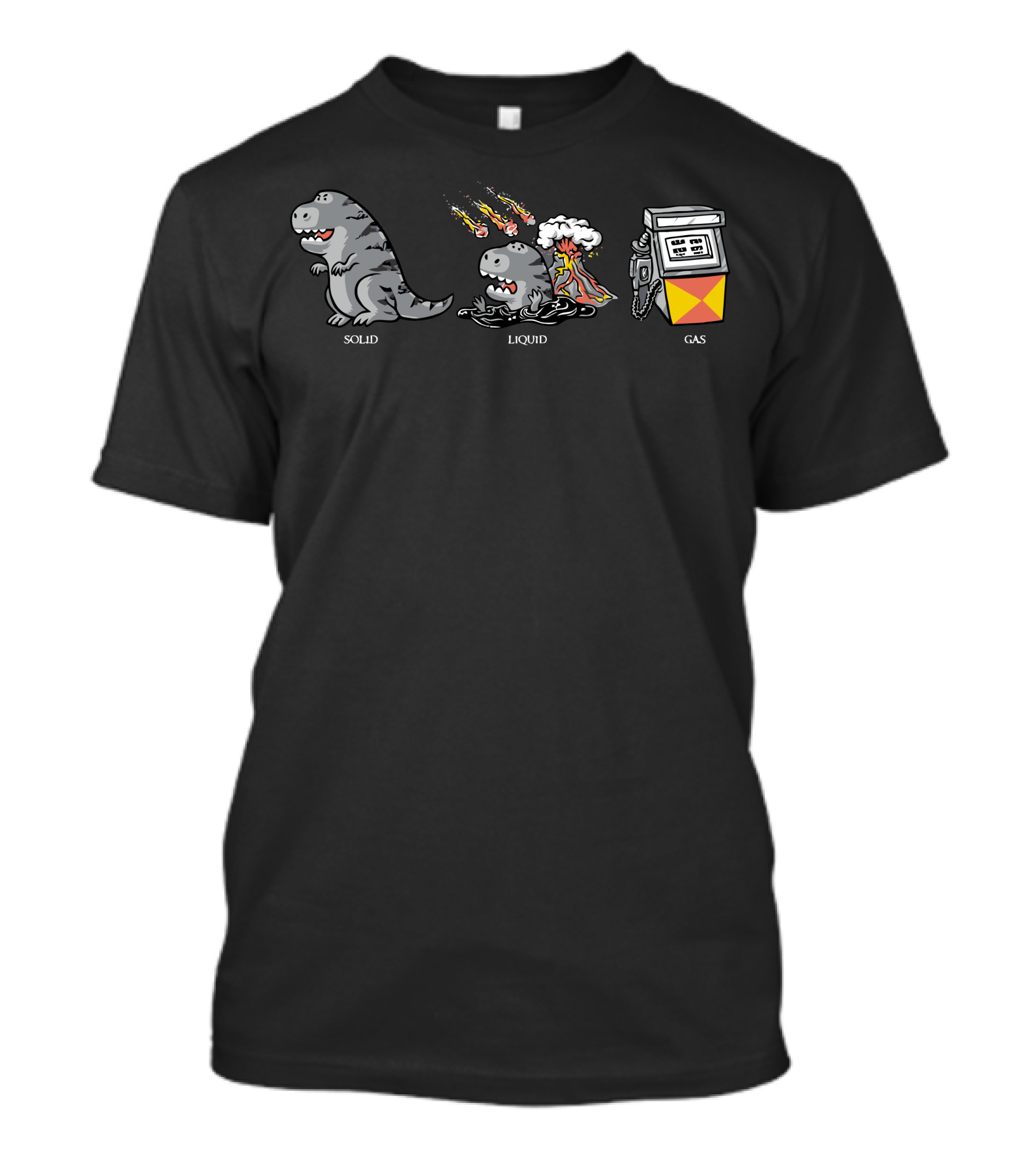 The Three Classical States Of Matter Dinosaur Solid Liquid Gas Evolution T-Shirt
