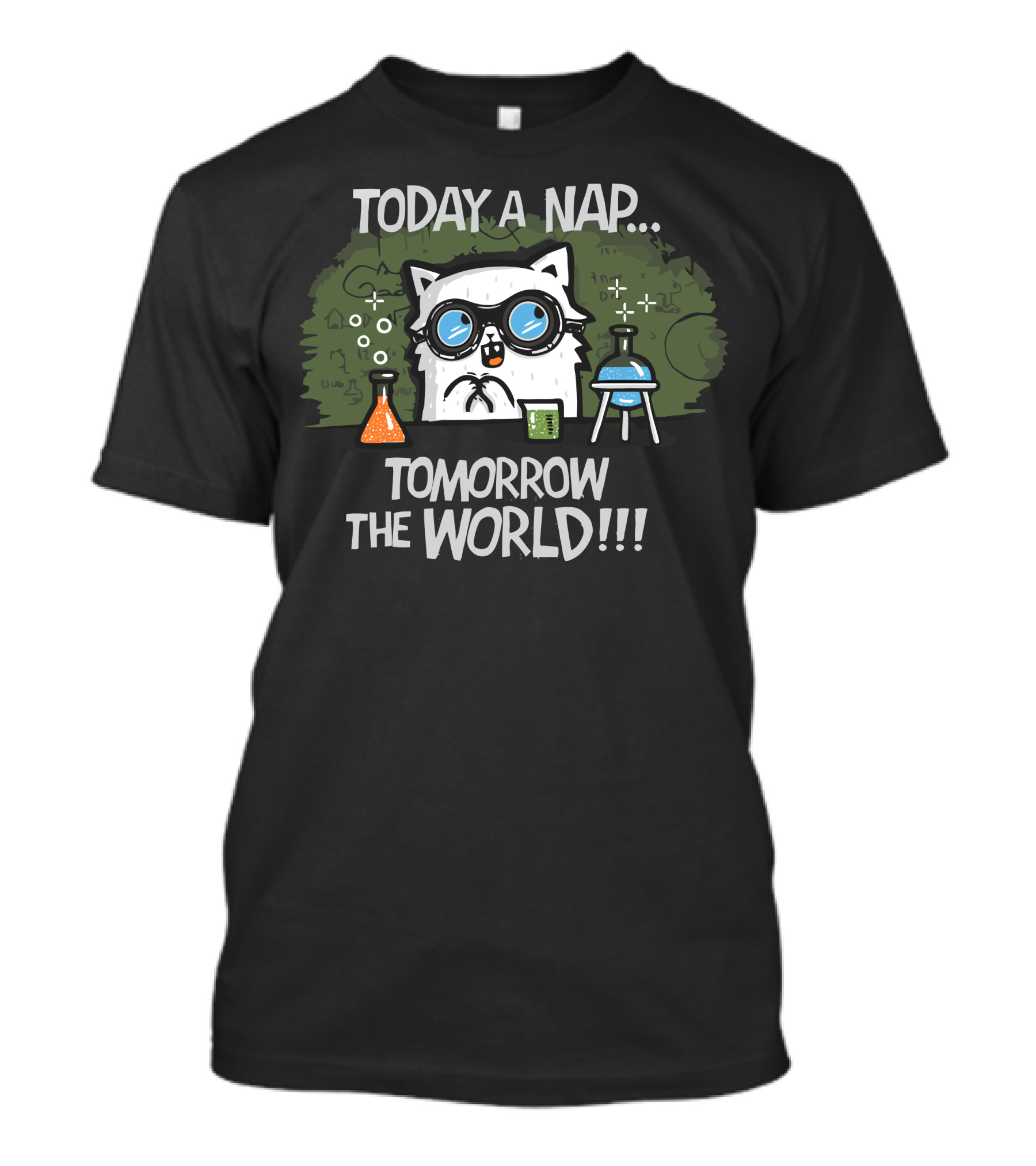 Today A Nap Tomorrow The World Funny Science Cat T-Shirt