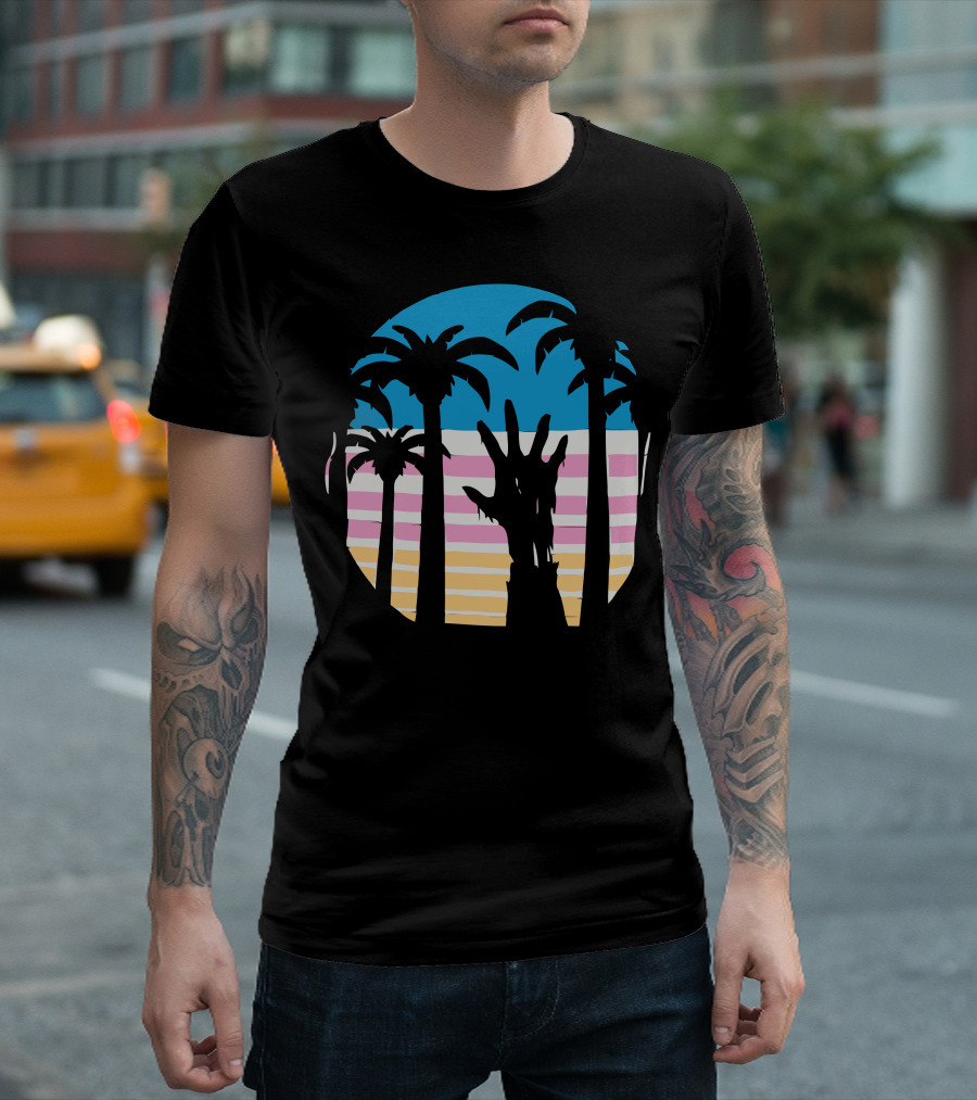 Trouble In Paradise Zombie Palm Sunset T-Shirt