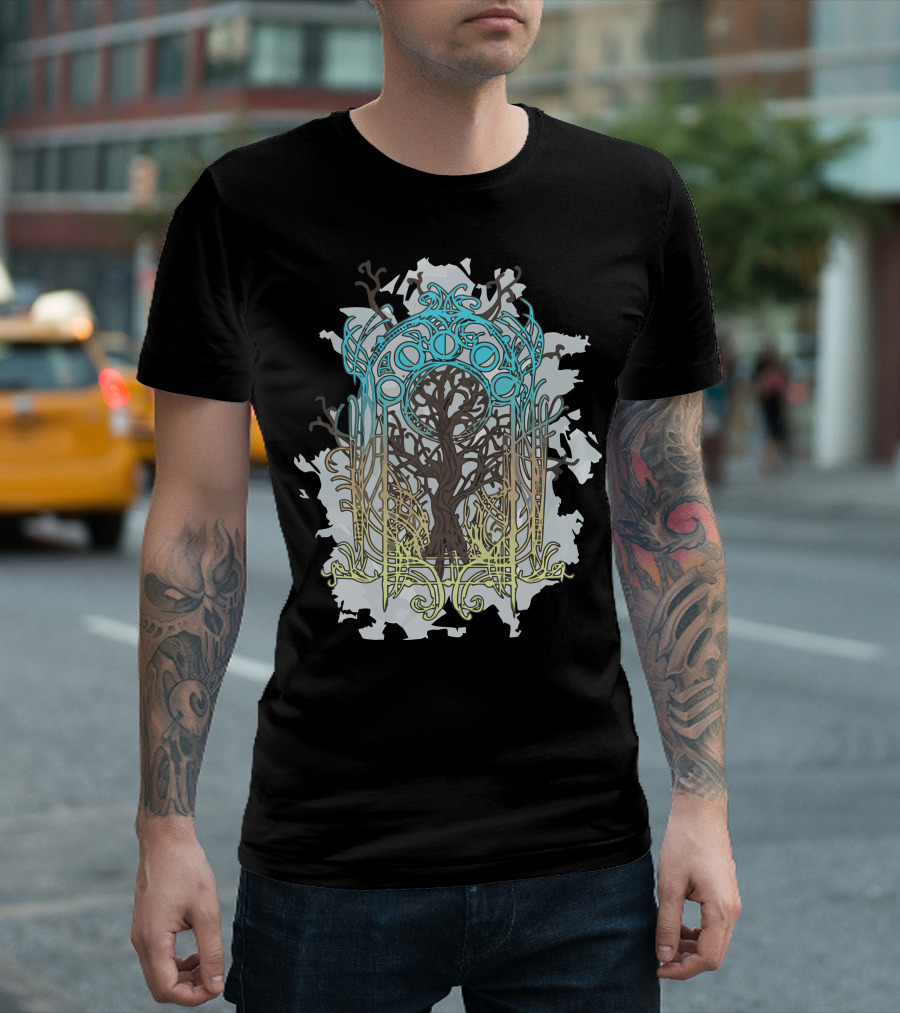 Yggdrasil Tree Celtic Art Nouveau Norse Mythology T-Shirt