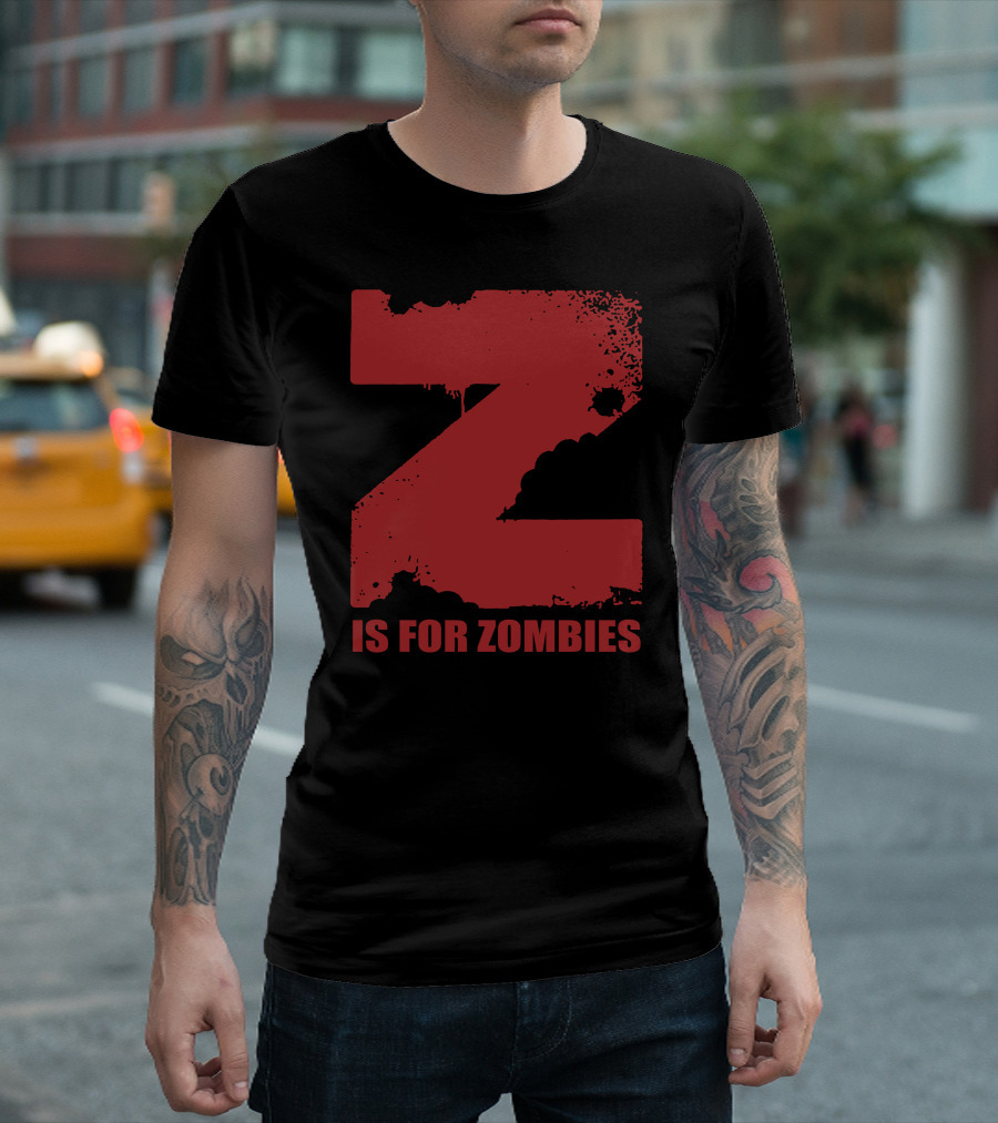 Z Is For Zombies Red Grunge Style Bold Lettering T-Shirt