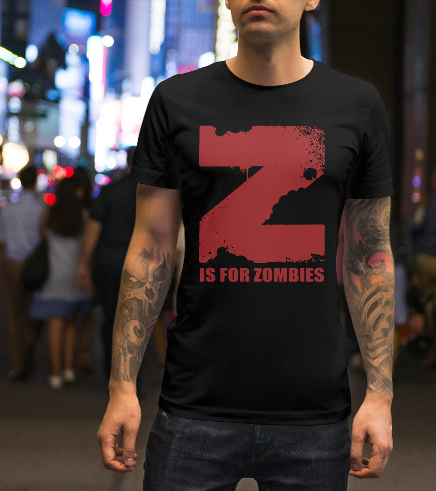 Z Is For Zombies Red Grunge Style Bold Lettering T-Shirt