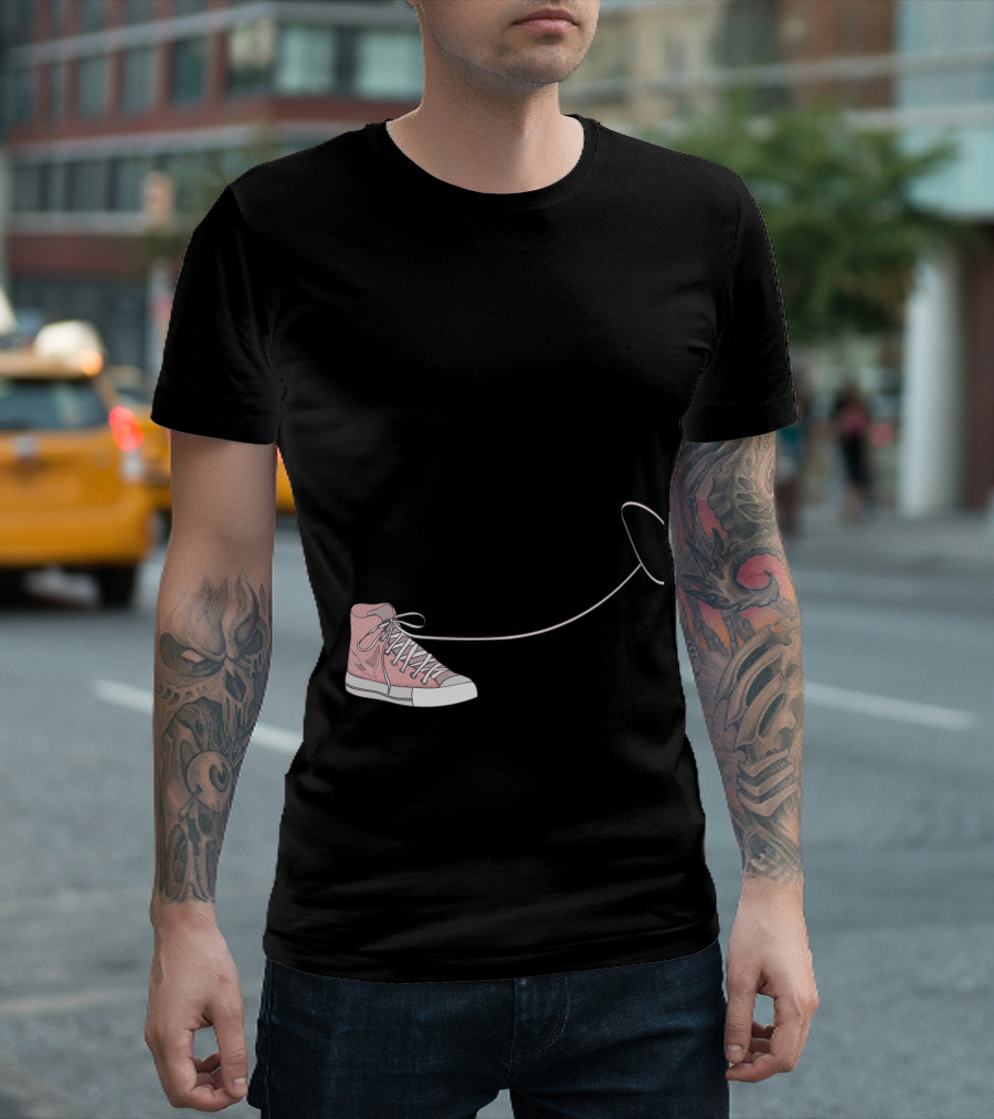 Shoes Pink High-Top Sneaker with Long Shoelace T-Shirt