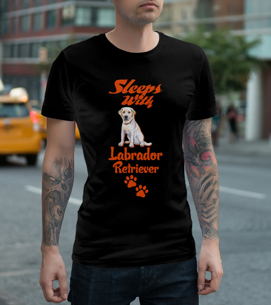 Sleeps With Labrador Retriever Paw Prints T-Shirt