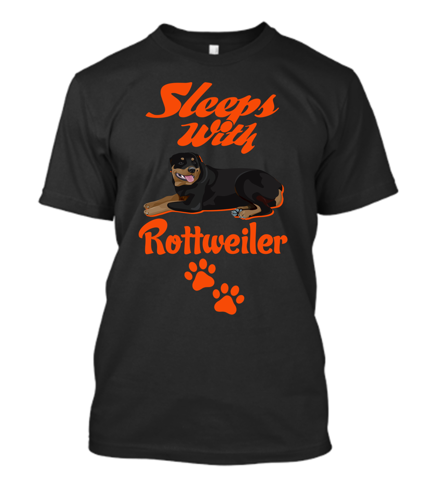 Sleeps With Rottweiler Paw Prints And Dog T-Shirt
