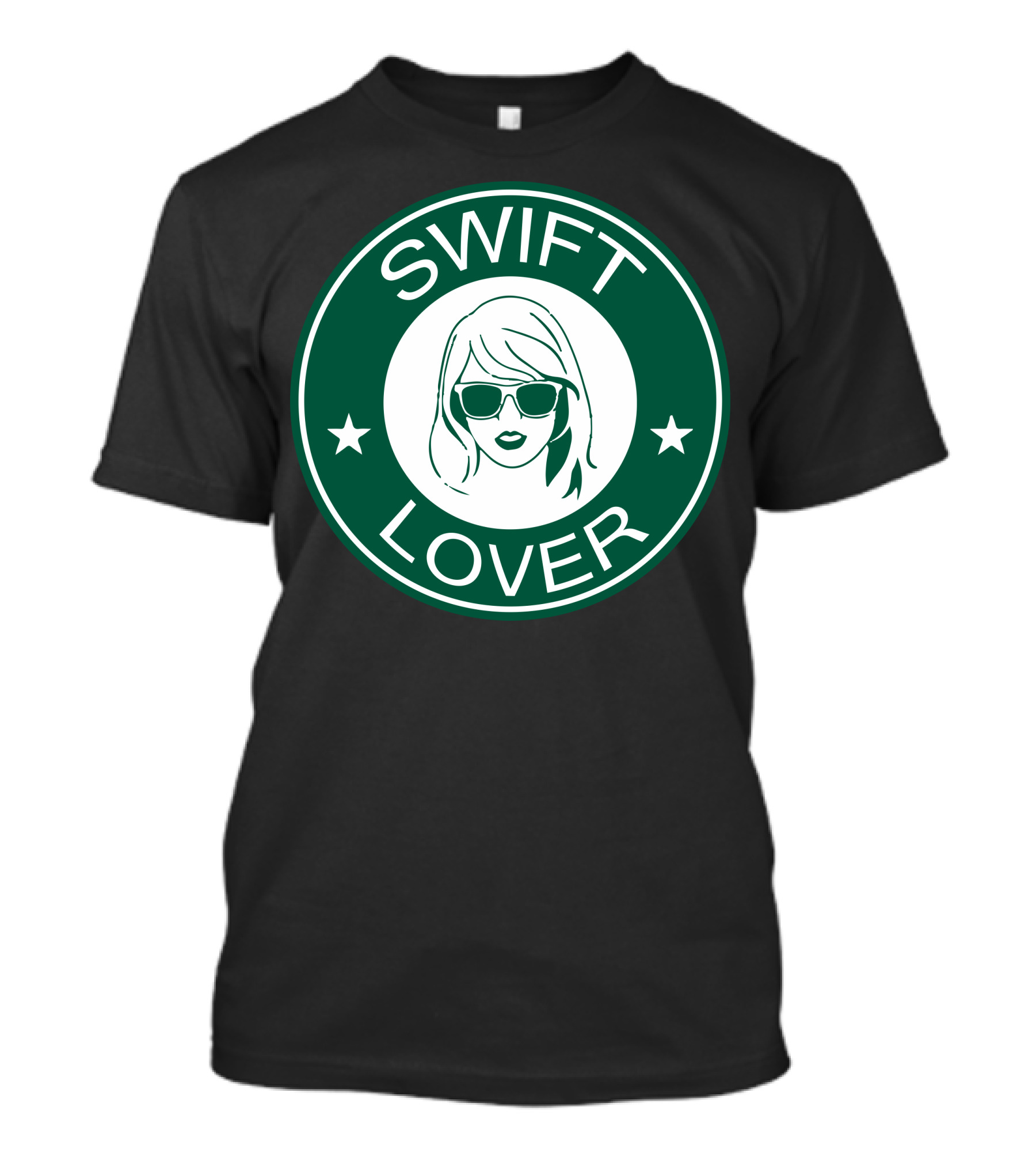 SWIFT LOVER Green Circular Logo With Sunglasses And Stars T-Shirt