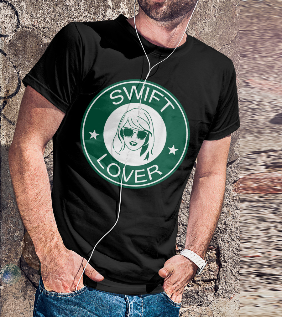 SWIFT LOVER Green Circular Logo With Sunglasses And Stars T-Shirt