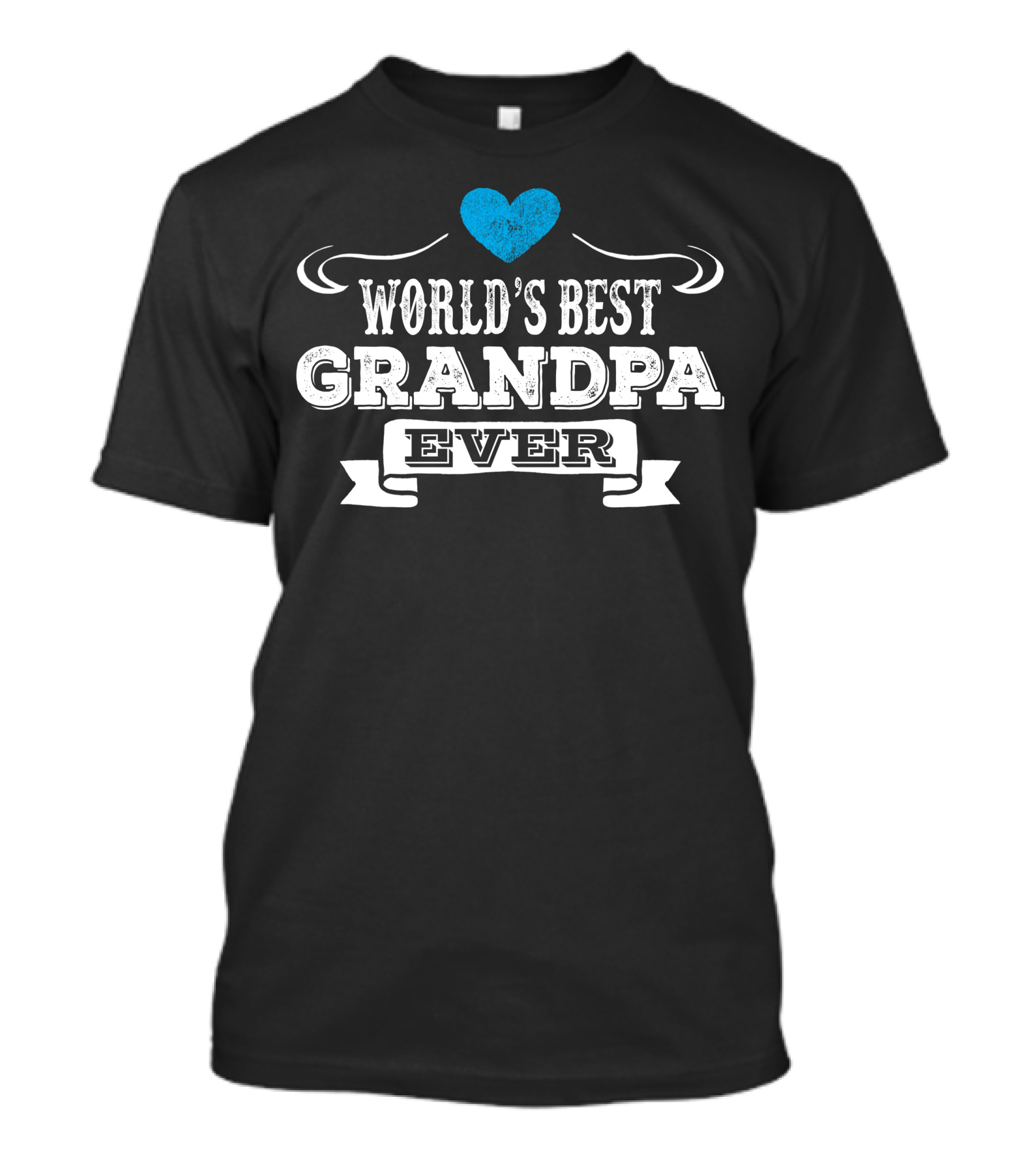 World's Best Grandpa Ever Blue Heart T-Shirt